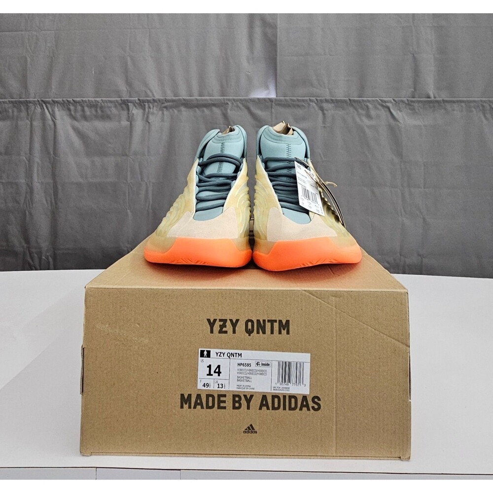adidas Yeezy Qntm Mens 14 Shoes HP6595 HIRECO Blue, Off-Wht, Orange NEW in Box